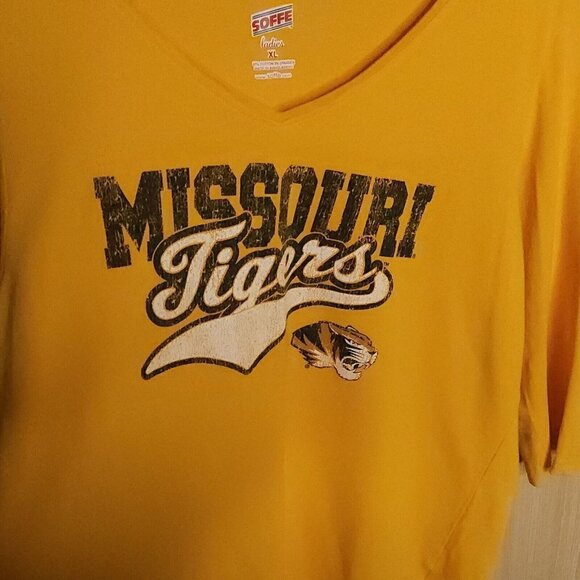 University Of Missouri Soffe Gold Elbow Length Vintage Look Top XL - Picture 3 of 5